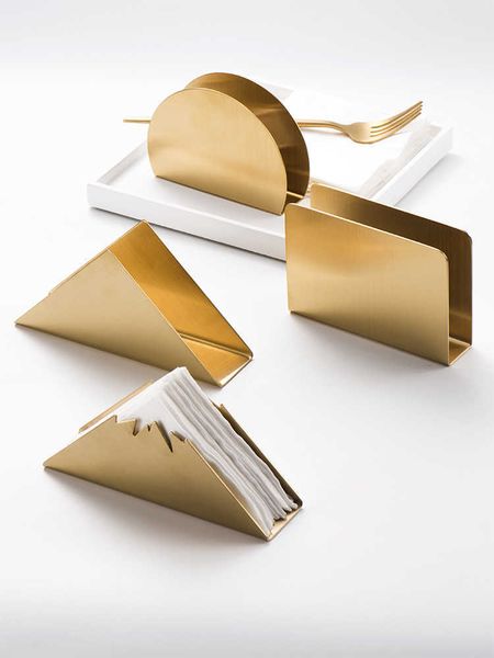 Nordic-inspired gold-plated 304 stainless steel napkin holder tower for elegant table decor