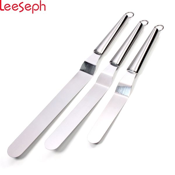 Offset Cake Icing Spatula Set of 3 Professional Stainless Steel Cake Decorating Frosting Spatulas with Ergonomics Handle Y200612