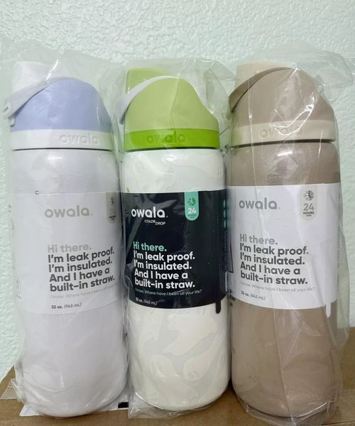 OWALA's colorful insulated water bottle features 316 stainless steel construction, keeping drinks hot or cold for outdoor adventures