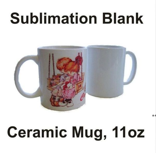 Personalized 11oz white ceramic mug with heat transfer sublimation for party gifts, shipped by sea
