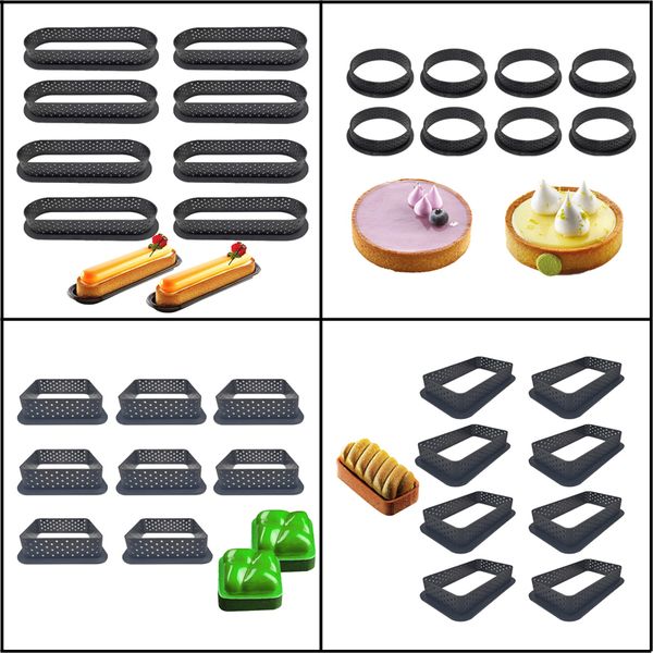 Plastic perforated cake ring set for making egg tarts, French desserts, fruit pastries, and cookies