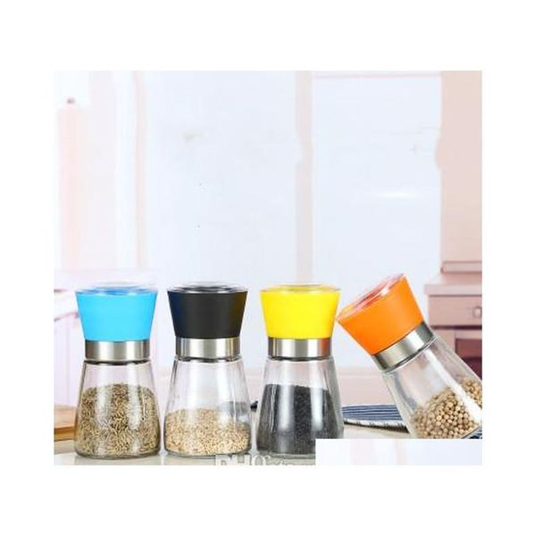 Plastic salt and pepper mill grinder with spice shaker container for quick grinding