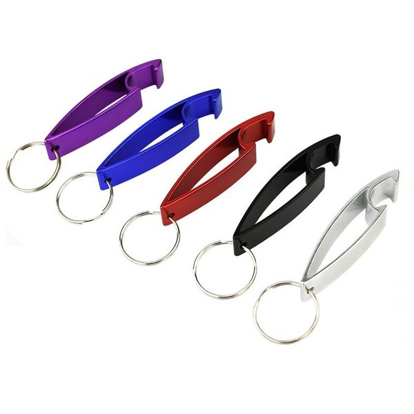 Portable aluminum beer bottle opener keychain in 5 colors, ideal for weddings and parties as favors or gifts