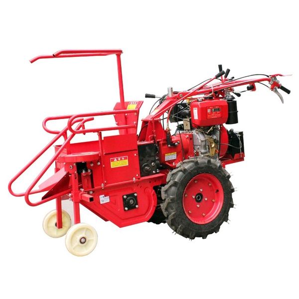 Portable diesel corn harvester with straw crushing and mini combine features