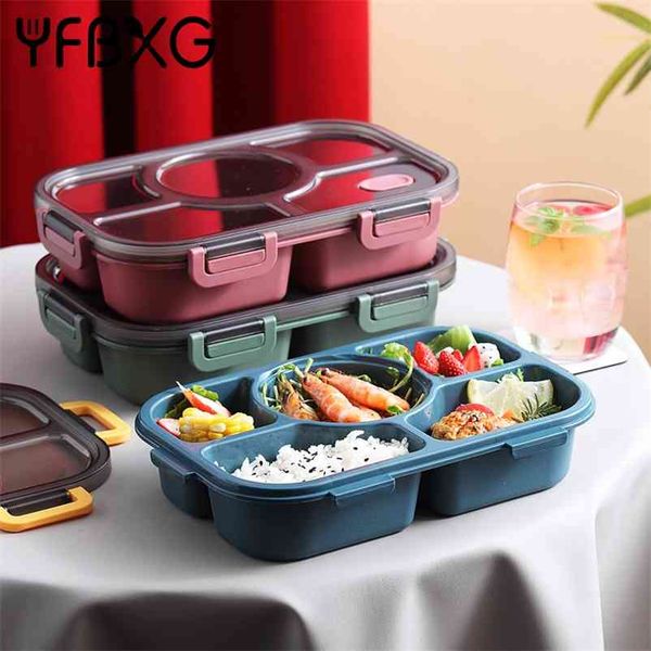 Portable kids' lunch box with plastic food container, microwave-safe bento box featuring soup bowl for camping and picnics