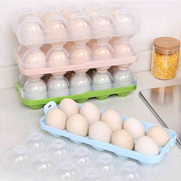 Portable plastic egg storage container for fridge organization