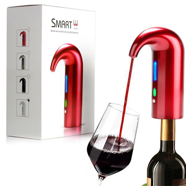 Portable USB-rechargeable wine aerator pump for easy pouring at home or in bars