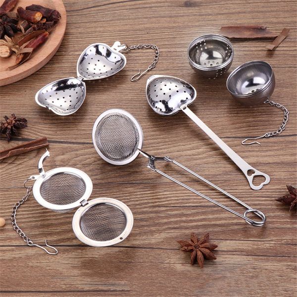 Premium snap-on tea infuser with handle and extended chain for loose spices and seasonings, made of stainless steel mesh