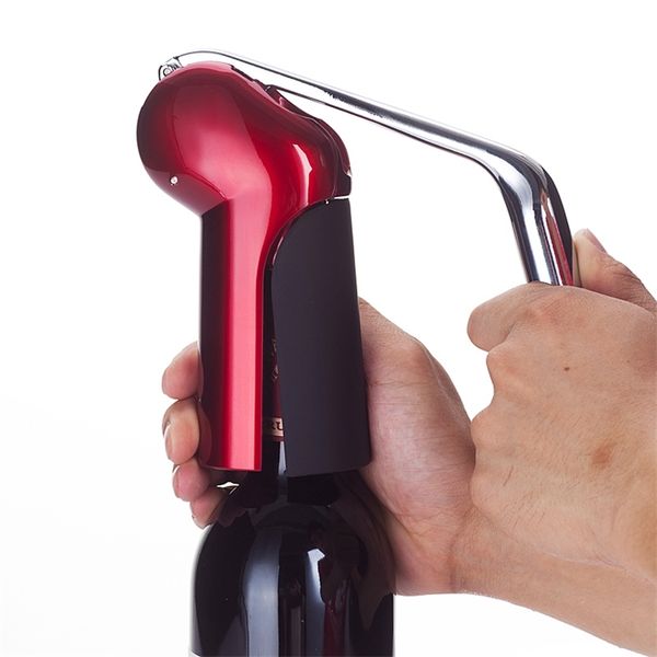 Premium zinc alloy wine opener with built-in foil cutter and rabbit lever design
