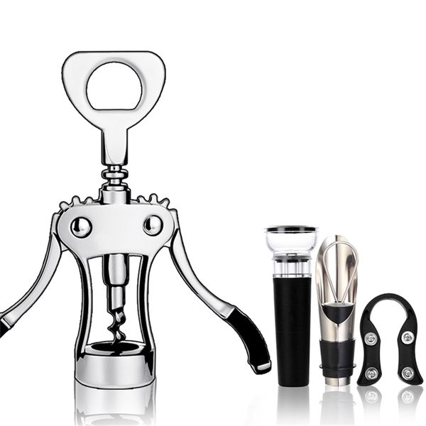 Premium zinc alloy wing corkscrew wine opener with multiple bottle-opening functions