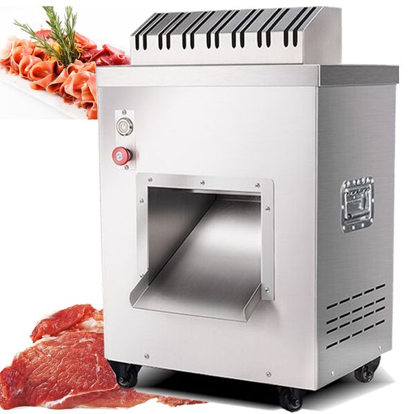 Professional 220V commercial electric meat slicer with automatic stainless steel mincer, capacity 550kg/h