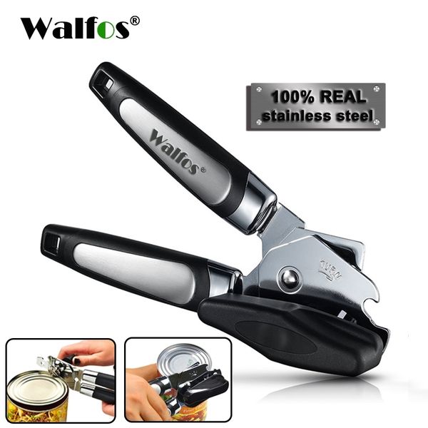 Professional ergonomic manual can opener with side cutting for stainless steel cans