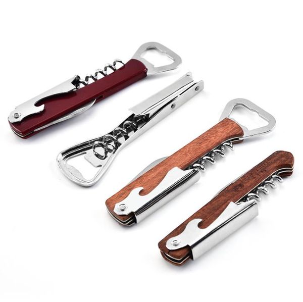 Professional wine openers with wooden handles, including waiter's corkscrews and bar tools in four styles (SN4356)