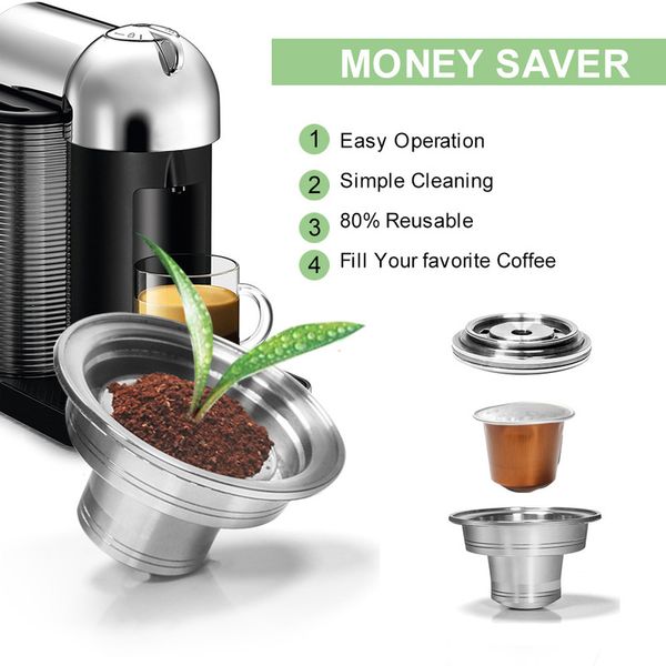 RECAFIMIL Adapter for Nespresso Vertuo Maker with Original Coffee Capsule Stainless Steel Holder Reusable Kitchen Tool 220309