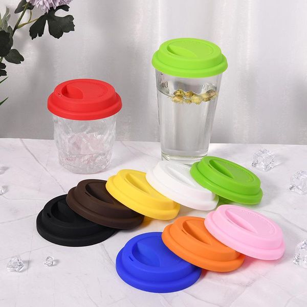 Reusable 9.5cm silicone lid for porcelain coffee mugs, preventing spills on milk tea cups