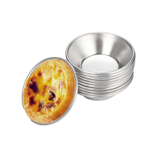 Reusable aluminum cupcake baking molds for Portuguese-style egg tarts, fruit cakes, pies, and muffins