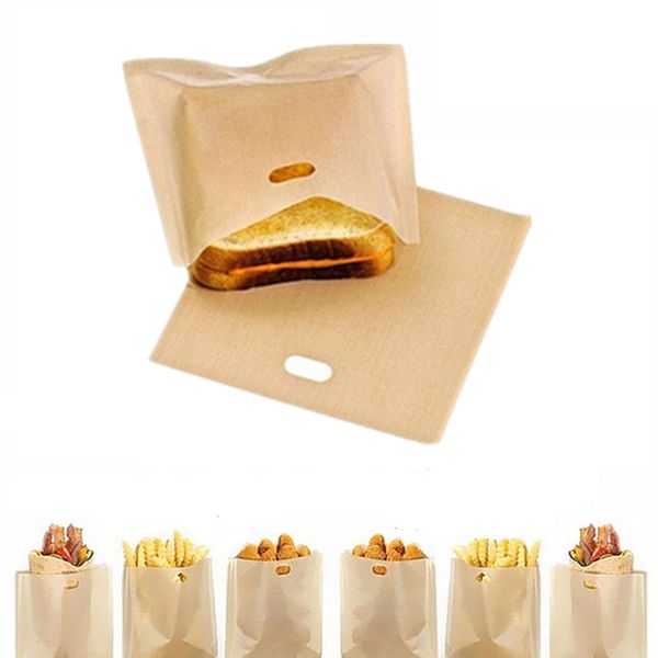 Reusable nonstick toaster bags for grilling cheese sandwiches and baking bread