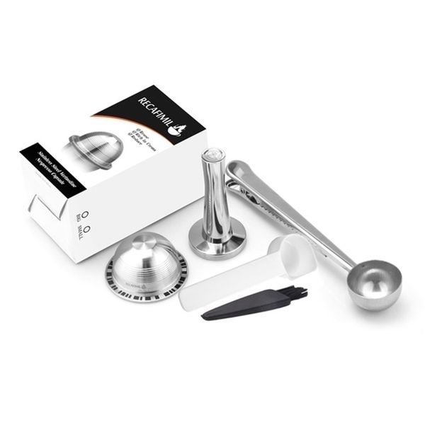 Reusable stainless steel coffee pods compatible with Nespresso Vertuo machines for large cup espresso