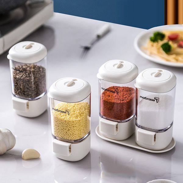 Rotary sealed kitchen seasoning jar for salt and MSG storage