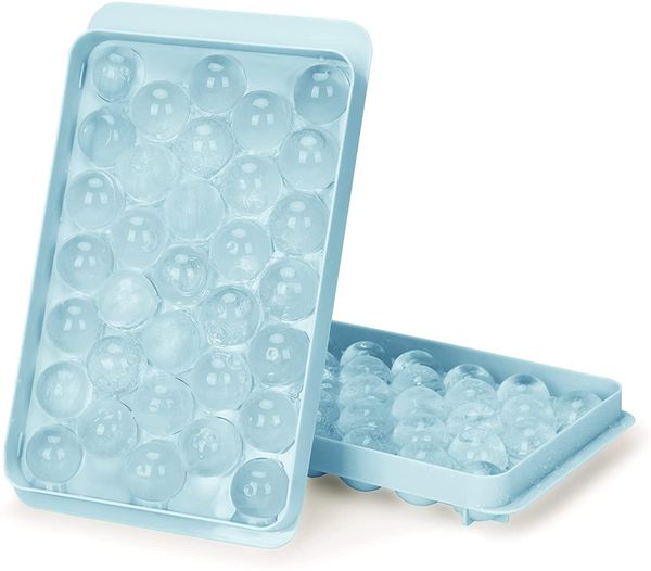 Round ice cube tray for freezer, ice ball maker mold, creates 33 mini sphere ice cubes for chilling cocktails, whiskey, and tea