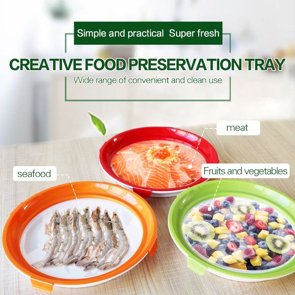 Round reusable food storage containers with double-lock vacuum seal for fresh-keeping
