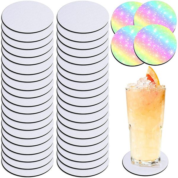 Round sublimation coaster mats for car drink holders, heat transfer coasters for hot pressing