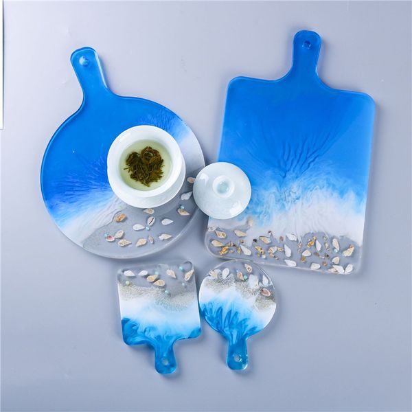 Serving tray resin mold with sea wave design for epoxy art and DIY home decor