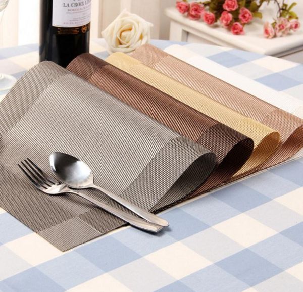 Set of 5 washable PVC placemats for dining tables, heat-resistant and eco-friendly woven vinyl in various colors