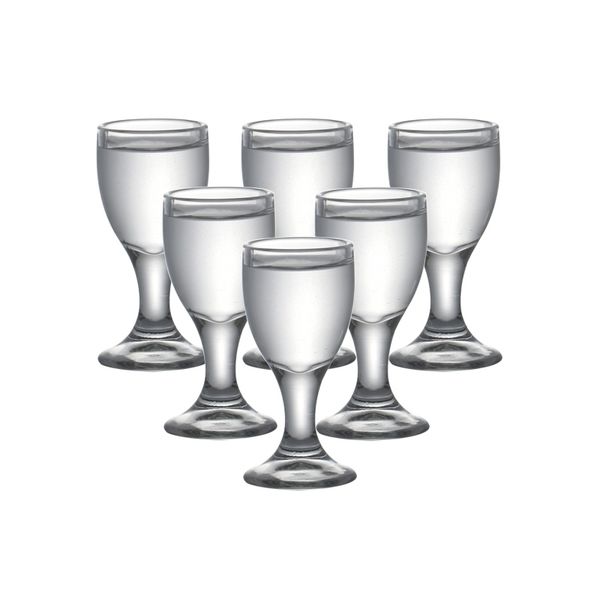 Set of 6 machine-made 0.3oz lead-free glass liqueur cups for vodka drinks, 10ml Y200107