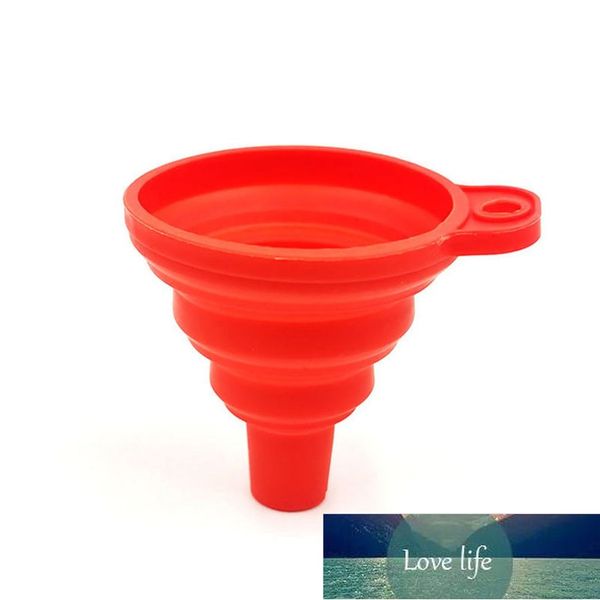 Silicone collapsible kitchen funnel for transferring liquids and powders, foldable and space-saving