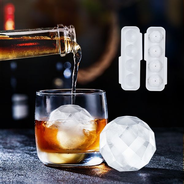 Silicone ice ball molds for whiskey cocktails, DIY round ice maker tray with 6 or 15 cavities, perfect bar and kitchen accessory