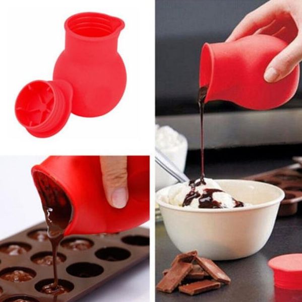 Silicone kitchen tool for melting chocolate, butter, and milk, perfect for baking and cooking