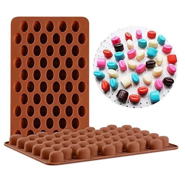 Silicone molds for making chocolate or coffee bean-shaped jelly, ice, candy, or sugar treats, ideal for baking and cake decorating