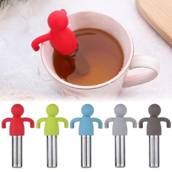 Silicone tea infuser shaped like a little man for fancy tea filtering in mugs
