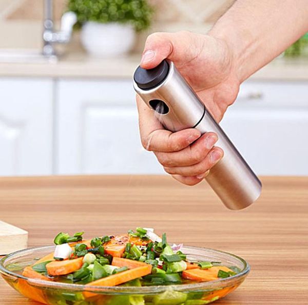 Silver Stainless Steel Oil Sprayer Olive Pump Spraying Oil Bottle Sprayer Can Jar Pot Tool Can Pot Oil Sprayer Free DHL SN329