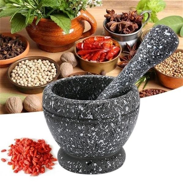 Spice crusher resin bowl with mortar and pestle for grinding herbs, peppers, and garlic, a versatile kitchen tool