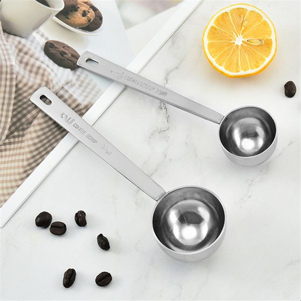 Stainless steel 304 measuring spoon for coffee, available in 15ml and 30ml sizes