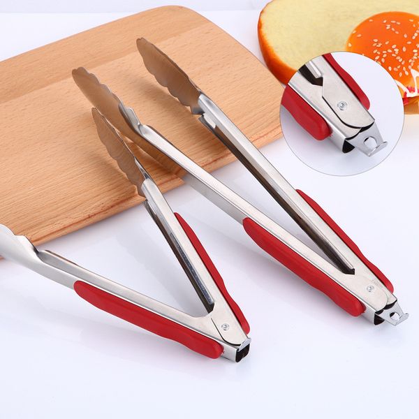 Stainless steel BBQ tongs for grilling, serving salad, bread, meat, and buffet dishes