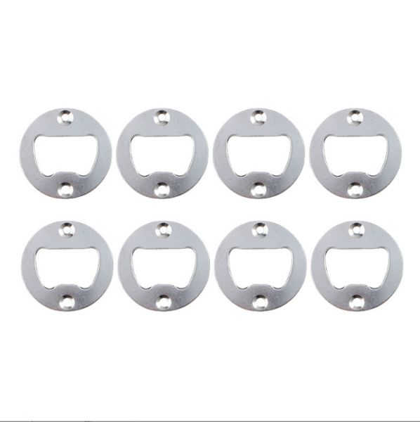 Stainless steel bottle opener with countersunk holes, round polished metal insert parts