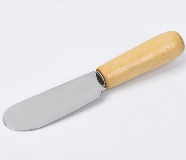 Stainless steel cheese knife with a wooden handle, perfect for spreading butter, cheese, dessert, or jam at breakfast