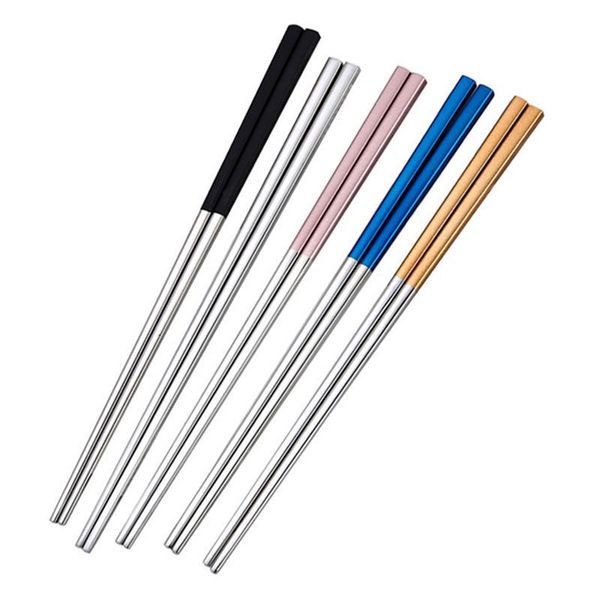 Stainless steel chopsticks in silver, gold, and multicolor for weddings, parties, and festivals, with fast shipping