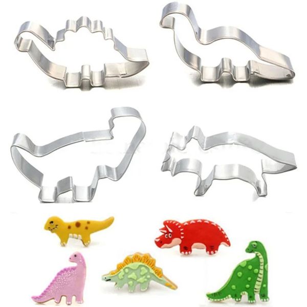 Stainless steel dinosaur-shaped fondant cutter for cake and cookie decorating