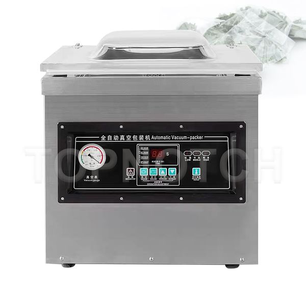 Stainless steel electric vacuum sealer for kitchen use, preserving grains, tea, nuts, and food in plastic bags