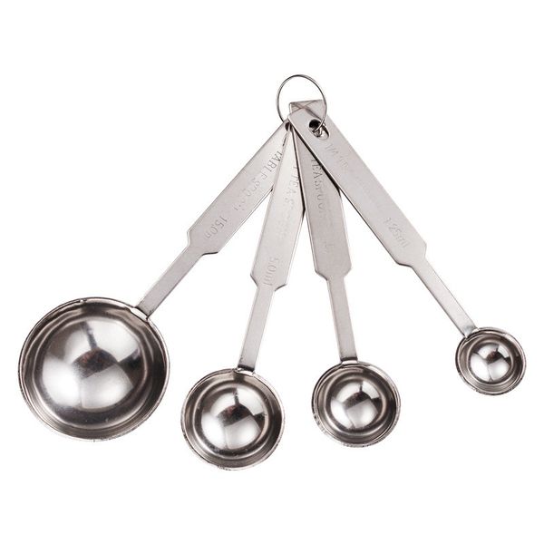 Stainless steel folding measuring spoons set for baking and cooking, a handy kitchen tool