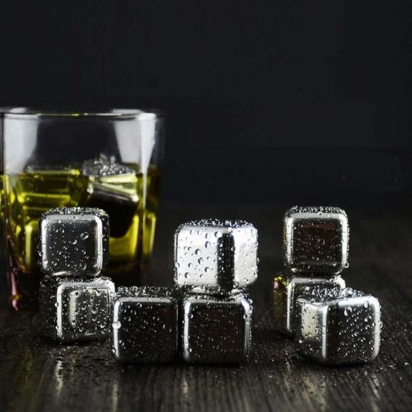 Stainless steel ice cubes, 26x26x26mm reusable chilling stones for whiskey, wine, and beverages