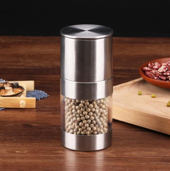 Stainless steel manual pepper grinder for kitchen use, portable salt and spice mill with muller function, home tool model SN5142