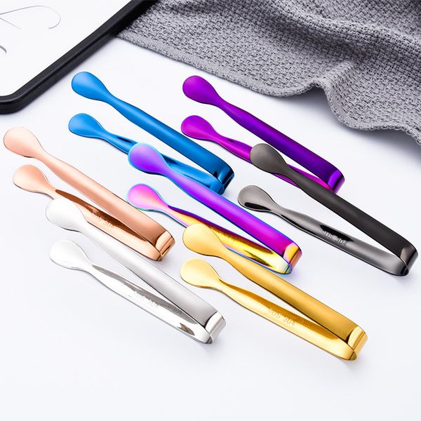 Stainless steel mini serving clips for appetizers and bar products, ideal for tea parties and coffee bars