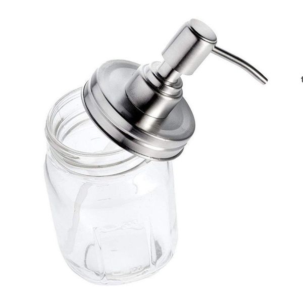 Stainless steel pump lids for sealing regular mouth mason jars and canning bottles
