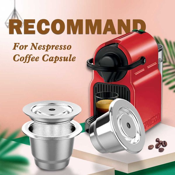 Stainless steel refillable coffee capsules compatible with Nespresso machines, reusable and cream version