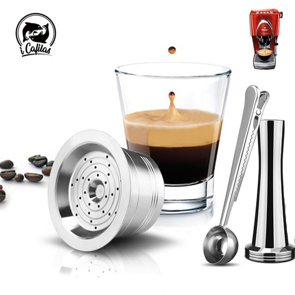 Stainless steel reusable coffee capsule compatible with Caffitaly and Tchibo machines, model 210712